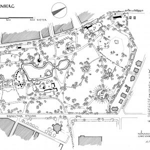 Historische Ansicht des Stadtparks um 1958