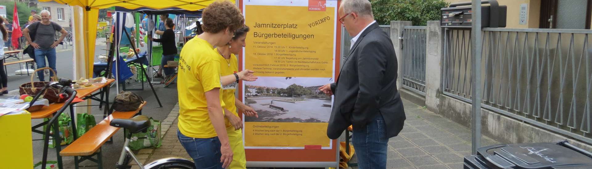 Informationen rund um die anstehenden Beteiligungsmöglichkeiten zum Jamnitzerplatz