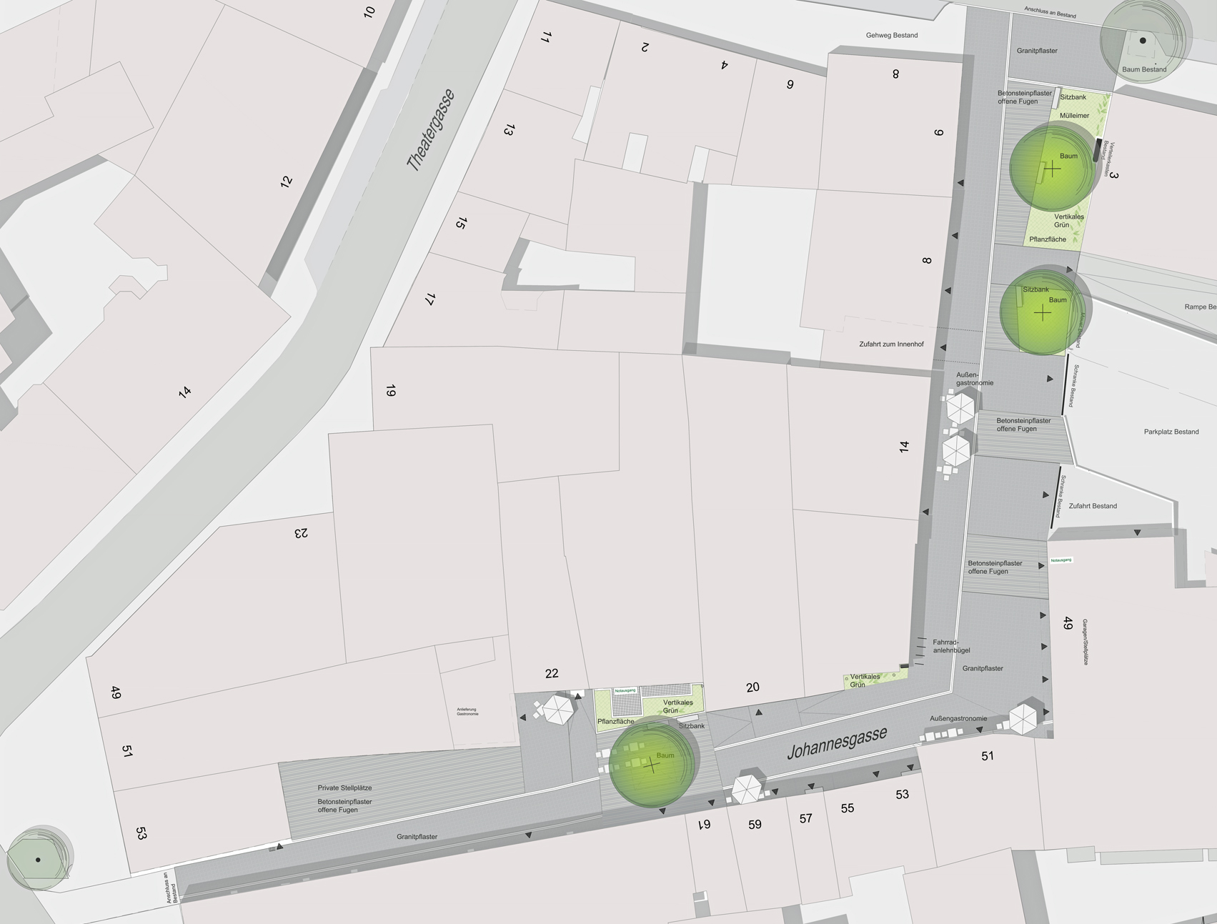 Planausschnitt Johannesgasse: Arbeitsstand